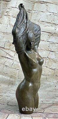 Art Deco Female Woman Bust Bronze Sculpture Figurine