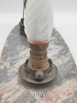 Art Deco Lamp from the 1920s with Woman Wakeboarding Sculpture on Marble