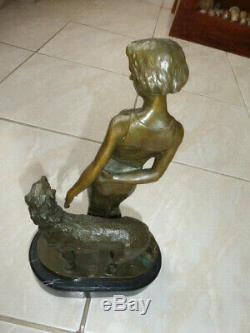 Art Deco Lorenzl J. (1892-1950) Bronze Sculpture. Women And Greyhound