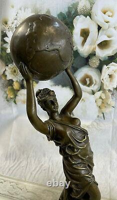 Art Deco Made Nude Woman Atlas Bronze Fonte By'lost' Cire Bronze Case