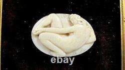 Art Deco Medaillon Young Woman Nude Jules Oscar Maes Os Bovine Ivory Sculpture