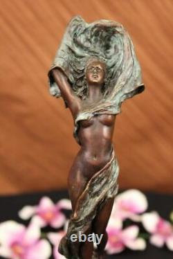 Art Deco Mid-Century Female Girl Woman Lady Bronze Sculpture Open