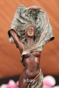 Art Deco Mid-Century Female Girl Woman Lady Bronze Sculpture Open