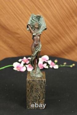 Art Deco Mid-Century Female Girl Woman Lady Bronze Sculpture Open