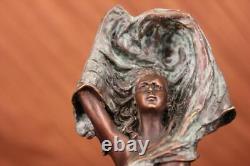 Art Deco Mid-Century Female Girl Woman Lady Bronze Sculpture Open