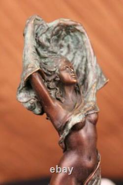 Art Deco Mid-Century Female Girl Woman Lady Bronze Sculpture Open