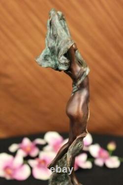 Art Deco Mid-Century Female Girl Woman Lady Bronze Sculpture Open