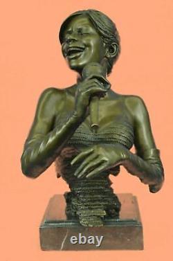 Art Deco / New Black African Woman Female Singer Bronze Sculpture Home