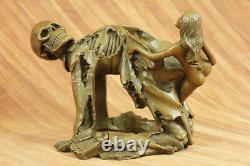 Art Deco / New Erotic Nude Woman With Skeleton Wine Support Figure
