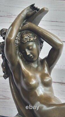 Art Deco New Hair Nude Female Genuine Bronze Sculpture'lost' Cire