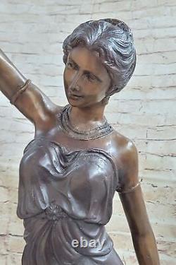 Art Deco / Nouveau High Woman French Bronze Lamp Sculpture Statue Deal