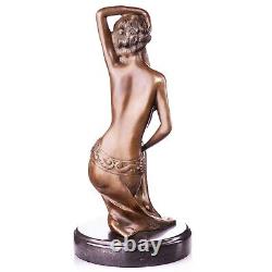 Art Deco Nude Woman Sculpture in Bronze on Black Marble after Milo