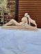 Art Deco Odyv Faience Statue. Woman Lying With Kid