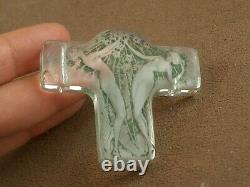 Art Deco Pendant In Moled Glass Patinated Two Women Signed Rene Lalique