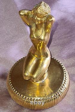 Art Deco Perfume Bottle from the 1920s/30s Woman with Necklace Molded Glass & Gilded Metal