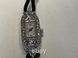 Art Deco Platinum and Diamond Jewelry Watch Tank Model