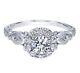 Art Deco Round White Moissanite 2.00 Ct Women's Engagement Ring In Silver