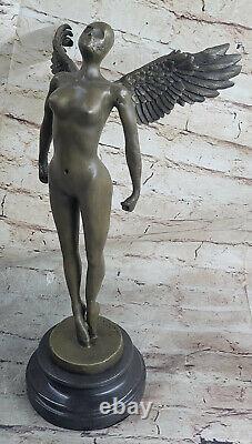 Art Deco Sculpture Abstract Woman Chair Girl Bronze Statue Domestic Gift