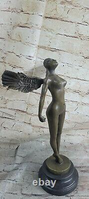Art Deco Sculpture Abstract Woman Chair Girl Bronze Statue Domestic Gift