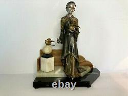 Art Deco Sculpture In Composition Woman With Doves