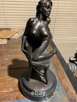 Art Deco Sculpture Nude Woman Bust Statue Figurine Bronze Hot Casting