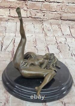 Art Deco Sculpture Nude Woman Girl Erotic Female Body Bronze Statue Sale Nr