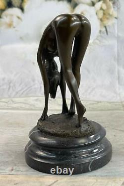 Art Deco Sculpture Sexy Naked Erotic Woman Nude Girl Bronze Statue Figurine Sale