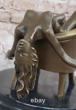 Art Deco Sculpture Sexy Nude Erotic Woman Naked Girl Bronze Statue Figurine