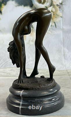 Art Deco Sculpture Sexy Nude Erotic Woman Naked Girl Bronze Statue Figurine Deal