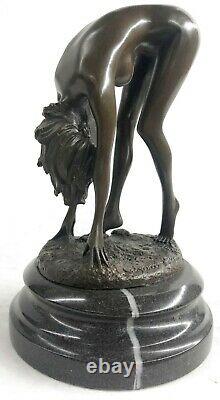 Art Deco Sculpture Sexy Nude Woman Erotic Nude Girl Bronze Statue Figure Deal
