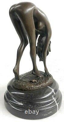Art Deco Sculpture Sexy Nude Woman Erotic Nude Girl Bronze Statue Figure Deal
