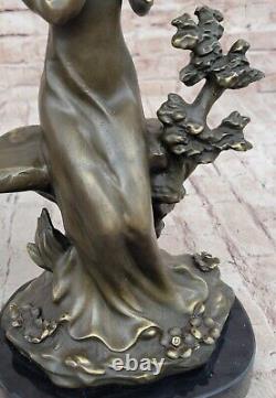 Art Deco Sculpture Victorian Woman Girl Woman Sitting with Dog Bronze Statue