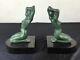 Art Deco Statue Sculpture Bookends Woman Kneeling