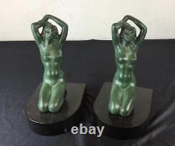 Art Deco Statue Sculpture Bookends Woman Kneeling