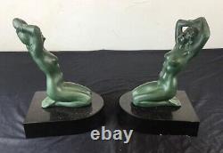 Art Deco Statue Sculpture Bookends Woman Kneeling