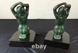 Art Deco Statue Sculpture Bookends Woman Kneeling