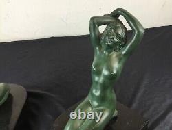 Art Deco Statue Sculpture Bookends Woman Kneeling