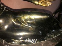 Art Deco Statue in Regule of Woman and Fawns Signed M. Secondo C. 1920 Sculpture