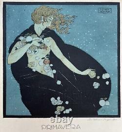 Art Deco Stencil Print by Sylvain Sauvage: Spring Woman Flowers Art Pages