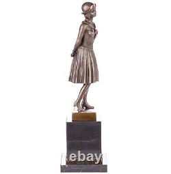 Art Deco Style Bronze Woman Sculpture After Demetre Chiparus