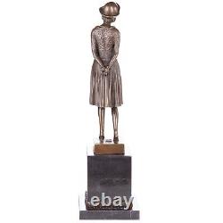 Art Deco Style Bronze Woman Sculpture After Demetre Chiparus