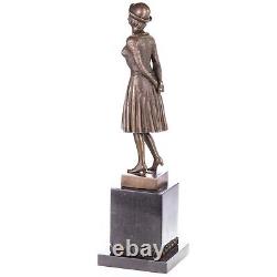 Art Deco Style Bronze Woman Sculpture After Demetre Chiparus