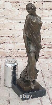 Art Deco Style Bronze Woman Sculpture by Vitaleh Made on Marble Art Piece