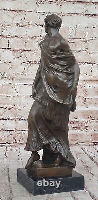 Art Deco Style Bronze Woman Sculpture by Vitaleh Made on Marble Art Piece