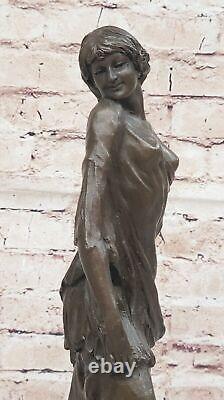 Art Deco Style Bronze Woman Sculpture by Vitaleh Made on Marble Art Piece