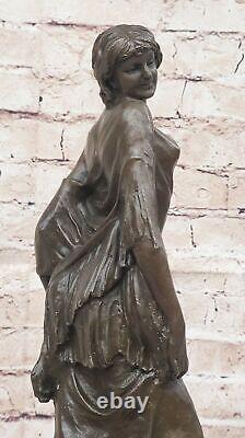 Art Deco Style Bronze Woman Sculpture by Vitaleh Made on Marble Art Piece