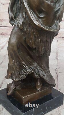 Art Deco Style Bronze Woman Sculpture by Vitaleh Made on Marble Art Piece