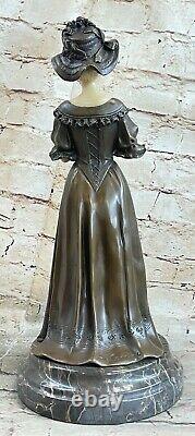 Art Deco Victorian Woman Bronze Sculpture Marble Base Statue Figure Solved