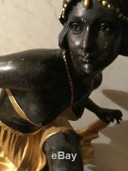 Art Deco Vintage Statue All Bronze Beautiful Woman Dancer 8.2kg Lambertini