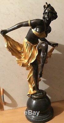 Art Deco Vintage Statue All Bronze Beautiful Woman Dancer 8.2kg Lambertini